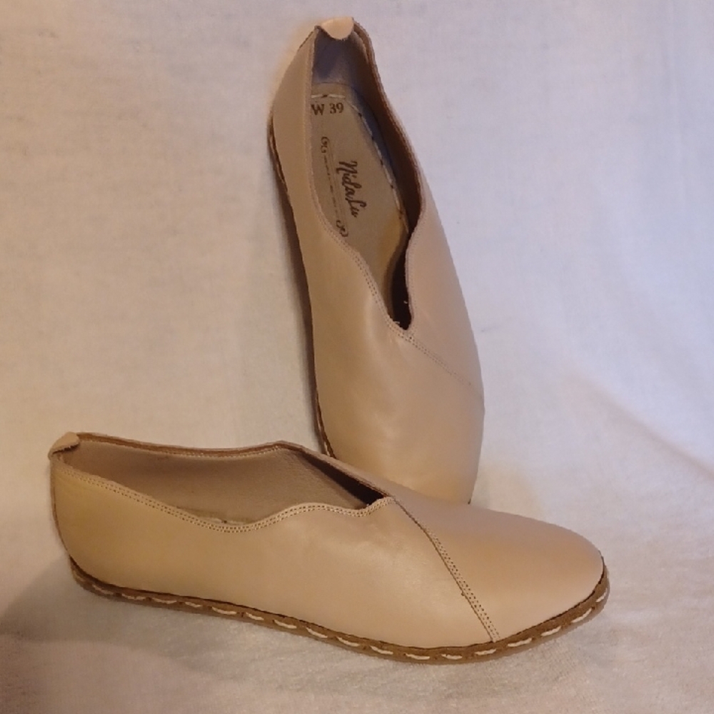 Nida Lu Leather Flats Size W39 Hand Made In Turkey